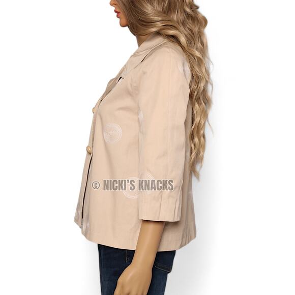 Johnny Was Embroidered Blazer Tan 3/4 Sleeve Boho Jacket Neutral Chic Size S - Picture 8 of 13